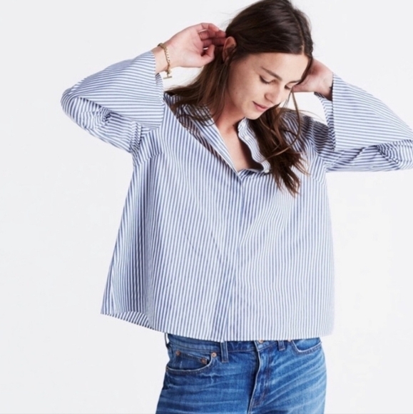 Madewell Bell-Sleeve Shirt In Stripe - Picture 1 of 7